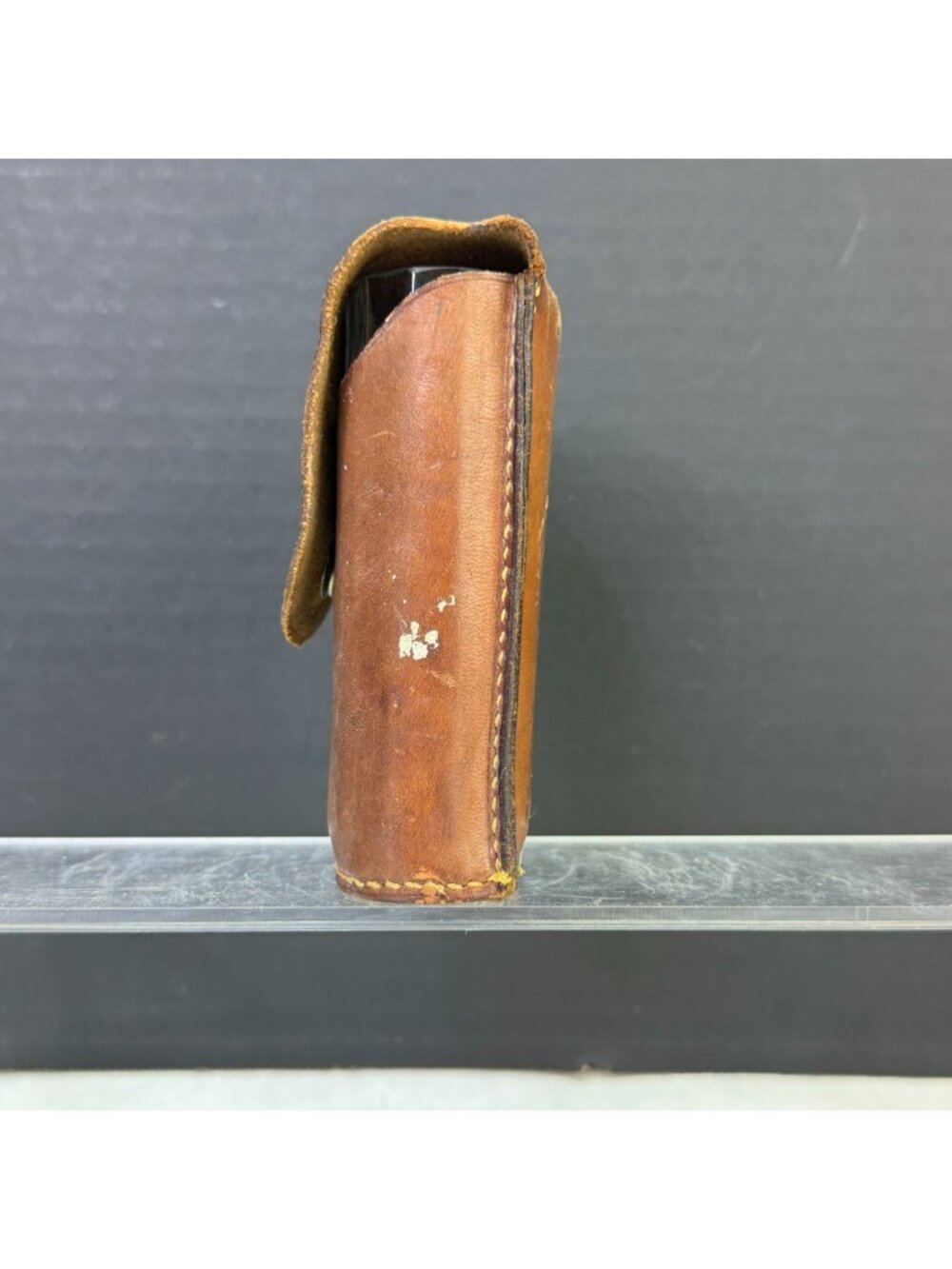 Vintage Travel Pocket 8oz Glass Cup with Leather Case - Picture 2 of 12